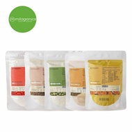 Combo of 5 types of Milaganics skin whitening powder: Rice bran, Oats, Red beans, Green beans, Turme