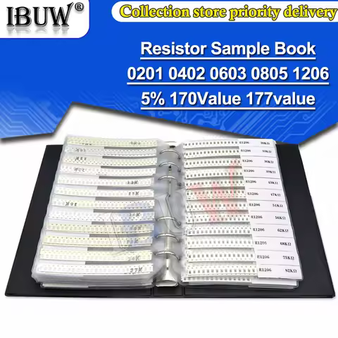4250PCS 8500PCS 8850PCS 0201 0402 0603 0805 1206 Resistor Sample Book ibuw 5% SMD Assorted Kit 10K 1