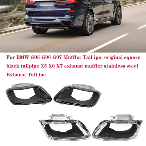 For BMW G05 G06 G07 Muffler Tail Ipe, Original Squareblack Tailpipe X5 X6 X7 Exhaust Muffler Stainle