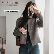 Áo Khoác Dạ Kẻ Tweed Nữ Dáng Ngắn Cổ Tròn Form Tiểu Thư 494 MiSoul BigSize Áo Dạ Thu Đông Dáng Lửng
