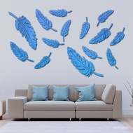 JM198 3DThree-Dimensional Feather Mirror Sticker Home Children's Room Fashion Decoration Wall Self-Adhesive Background W