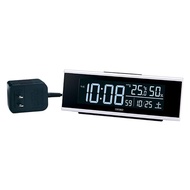 Seiko Clock, tabletop clock, alarm clock, radio-controlled, digital, AC powered, color LCD, Series C3, red metallic. Body size: 6.3×17.4×4.6cm DL307R