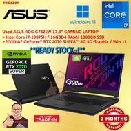 #RG328 USED ASUS ROG SCAR 17 Gaming Laptop G732LW intel i7-10875H 16GBD4 1TB SSD NVIDIA RTX2070S RTX