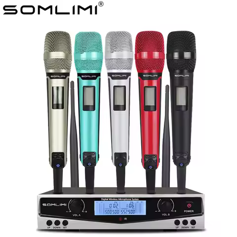 SOMLIMI 500-599MHz UHF SKM9100/SKM9000 Stage Performance Home KTV Professional Dual Wireless Microph