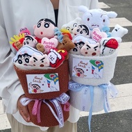 Crayon Shin-chan Plush Flowers Bouquet Crayon Shin-chan  Plushie Soft Doll Toy Valentine's Day Teach