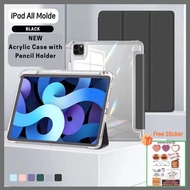 iPad 11th A16 Case Acrylic with Pen Slot Case iPad Pro for Gen 11 Inch Air6 M2 11 inch / Air4 /Air5 