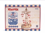 Robotime Rokr DIY Music Box Parachute Tower Wooden Building Block Amusement Park ของเล่นสำหรับเด็ก (