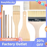 Excellent 9 Piece Pottery Glaze Brush Set, Wooden Long Handle Glaze Brushes of Different Shapes, Sui