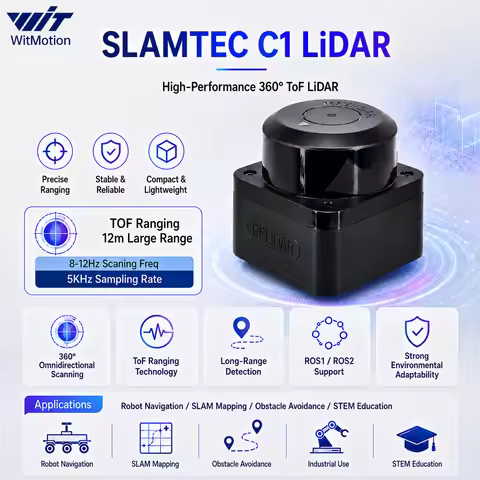 Sensor LiDAR 360° SLAMTEC RPLIDAR C1/ D6 DTOF LiDAR Sensor TOF 12m Ranging 360° Scanning Module for 