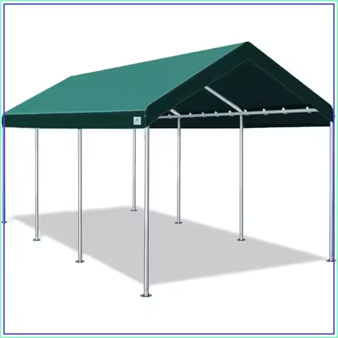 10x20 ft Heavy Duty Carport Canopy Garage Party Tent Boat Shelter, Adjustable Height 9.5-11 ft, Gree