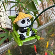 F8PH Fishing Panda Ornament Adorable Panda Fishing Figurine For Outdoor Decor Resin Statue Sculpture
