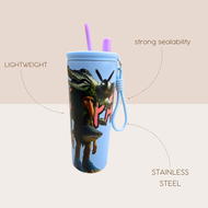 Stainless Steel Cartoon Italian Brainrot Tumbler with Straw & Keychain – Travel Tumbler Bottle Hot &
