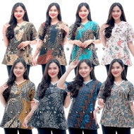 Super Jumbo Women's Short Sleeve Batik Top ML XL XXL 3XL 4XL 5XL 6XL 7XL 8XL Latest Motif 2025