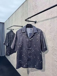 💜全新正品 LOUIS VUITTON FW25 水滴印花絲質翻領紐扣短袖襯衫 男款 S-XXL
