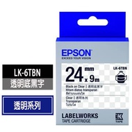 EPSON LK-6TBN透明底黑字標籤帶 C53S656406