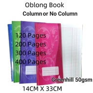 Greenhill Hard Cover Oblong Book (Single Line or Columns) 50gsm