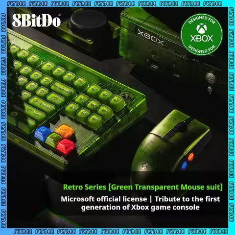 8BitDo Retro 87 Mechanical Keyboard Wireless Tri-Mode Xbox Edition Retro RGB Green Transparent Gamin