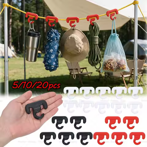 5/10/20Pcs Portable Camping Rope Buckle Hook, Multi-Functional 3D Printed Tent Canopy Guyline Clip, 