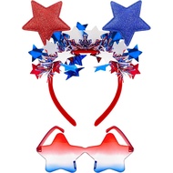 BleSky2PCS Red Blue Headband July 4th Headband Ladies Patriotic Anniversary Parade Halloween Party G