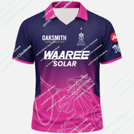 2026 New IPL Rajasthan Royals Cricket Team Jersey Indian Mens Casual Sports 3D Print Adult  For Fami