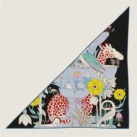 Triangle Cashmere Silk Scarf Designer Printed Luxury Pashmina Shawls for Women Hand Rolled Edges Big