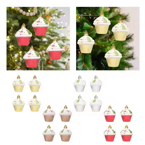 4Pcs Hanging Christmas Tree Ornament Party Christmas Cupcake Decorations