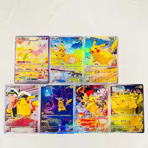 DIY Mew Yellow Squirrel 7Pcs Ex Foil Texture Cards Chinese Version Collectible Grade Premium Anime C