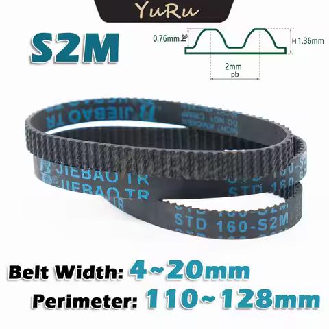 S2M Timing Belt Width 4~20mm Rubber Transmission Closed Loop Perimeter 110 112 114 116 118 120 122 1