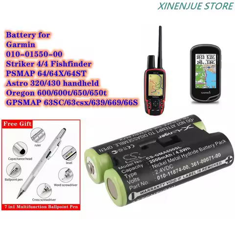 GPS Navigator Battery 2.4V/2000mAh 010-11874-00 for Garmin Astro 430 handheld,Oregon 600,600t,650,65