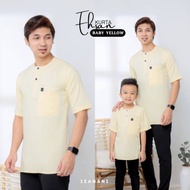 KURTA LENGAN PENDEK EHSAN KURTA BUDAK DAN DEWASA KURTA TELUK BELANGA SOFT YELLOW KUNING MUDA SLIMFIT