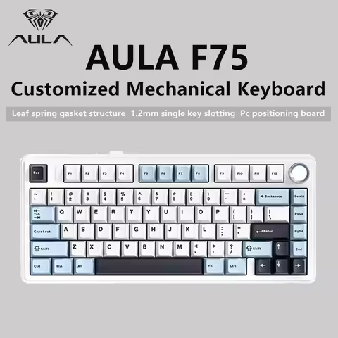 AULA Mechanical Keyboard F75 2.4GWireless/Bluetooth/Wired Gaming Mechanical Keyboard Can Freely Swit