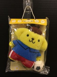 Sanrio PomPomPurin 布丁布甸狗 2002年足球小將毛毛公仔電話繩吊飾掛飾 - 最後一個 ((足球有瑕疵)