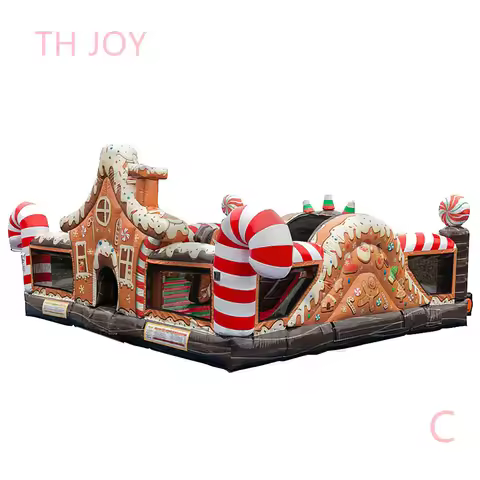 by ship to door,new design commerical red Christmas inflatable bounce house 6x5m inflatable jumping 