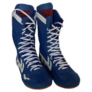 High-Top Boxing Shoes มวยปล้ํา COMBAT กีฬารองเท้าผ้าใบสําหรับผู้ชายและผู้หญิงสีแดงและสีฟ้าการฝึกอบรม