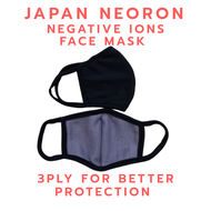 [Ready Stock]FABRIC FACE MASK ( 3 LAYERS BLACK) NEFFUL HIGH NEGATIVE IONS  /J 高负离子量 3层 负离子 防护口罩 黑色