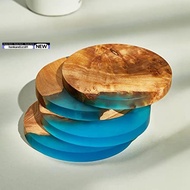 【honkandizi01.sg】4 PCS Wooden Coasters with Epoxy Resin Bar Coaster for Drinks, Modern Coasters for Bar Kitchen Home Apartment