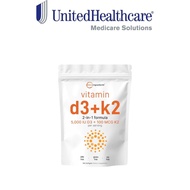 Micro Ingredients Vitamin D3 5,000 IU + K2 MK-7 100 mcg, 180 Softgels | 2-in-1 Bone, Immune & Heart 