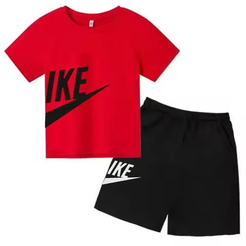 Luxury Brand Print Children Clothes Teen T Shirt Suit Summer Short Sleeve Top +shorts 2 Pcs Set Casu