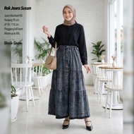 ROK JEANS SUSUN Rok Panjang Rok payung Rok Lebar Rok Jumbo Rok Jeans Wanita Rok Panjang Wanita Rok L