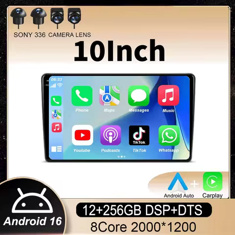 10" Android 16 DTS 2000x1200 QLED Screen All In One Universal Auto Stereo GPS For Volkswagen Nissan 