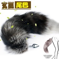 2025 New Style Flirting Sex Toys Real Hairy Fox Tail Black Fox Fox Tail Anal Plug Real Fox Tail Anal