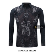 KEMEJA HITAM Original Batik Shirt With Black Noble Motif, Men's Batik Shirt For Men, Slimfit, Full Layer, Long Sleeve