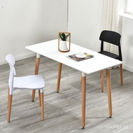 Solid Wood Simple Rental House Dining Table Home Negotiation Table White Combination Modern Table an