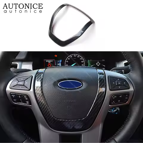 Carbon Fiber Color Steering Wheel Frame Decorator Cover for Ford Ranger Everest Endeavour 2015 2016 