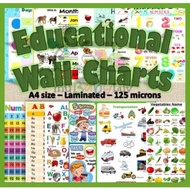 Fast send A4 LAMINATED EDUCATIONAL Wall Chart for Kids Toddlers Preschool ALPHABET ABC ABAKADA Animals Numbers