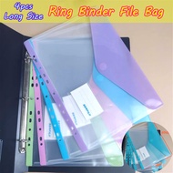 4pcs Long Size Binder Pockets File Bag Loose Leaf Bag for 2/3/4 Ring Binder Transparent Binder Pouch