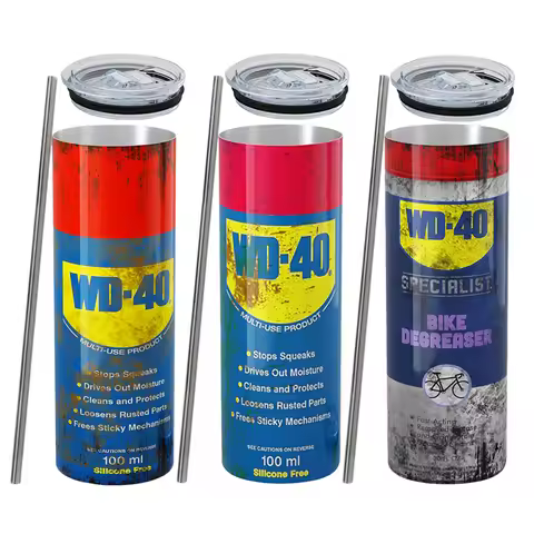 20Oz WD40 Mechanic Oil Vacuum Cup Stainless Steel Double Wall Insulated Tumbler with Lid for Cold Ho