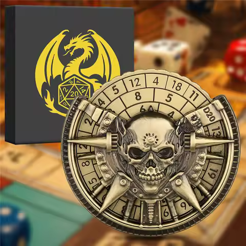 7-in-1 Skull Head Dice Wheel D4/D6/D8/D10/D12/D20 Turnable Dice Spinner Tabletop Board Game RPG Acce