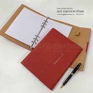 Red A5 size 6-hole leather notebook