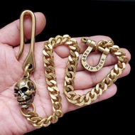 Heavy Duty Solid Brass Skull Wallet Chain Keys Chain Jeans Pocket Chain U Hook
